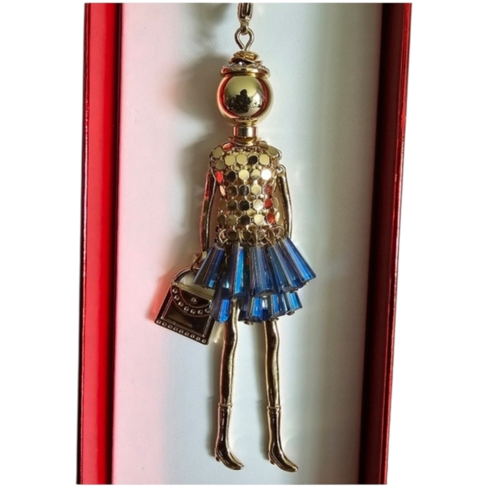 New C & C California Boho Chic Blue Pleated Gold Girl Lady Long Necklace